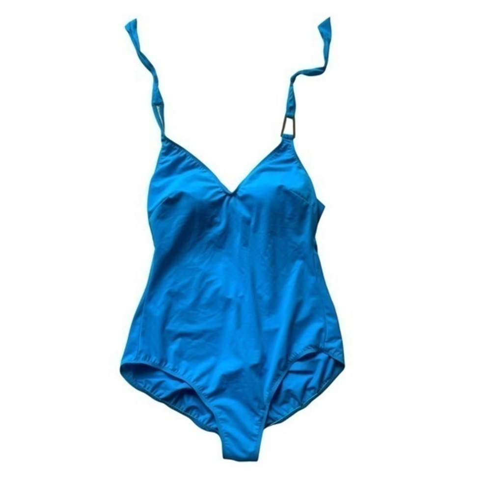 Magic Suit "Teal" One-Piece halter Swimsuit w gold embellishment size 14.
